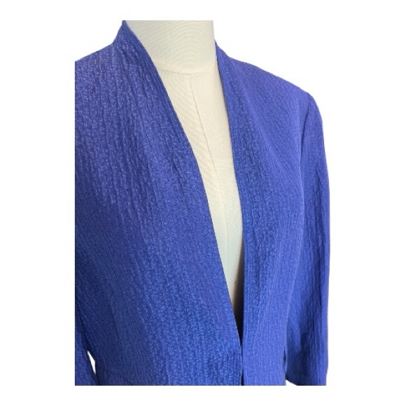 👚 NWOT JONES NEW YORK COLLECTION STUNNING Cobalt Blue Linen Silk Blazer | Sz 12 - Picture 6 of 11